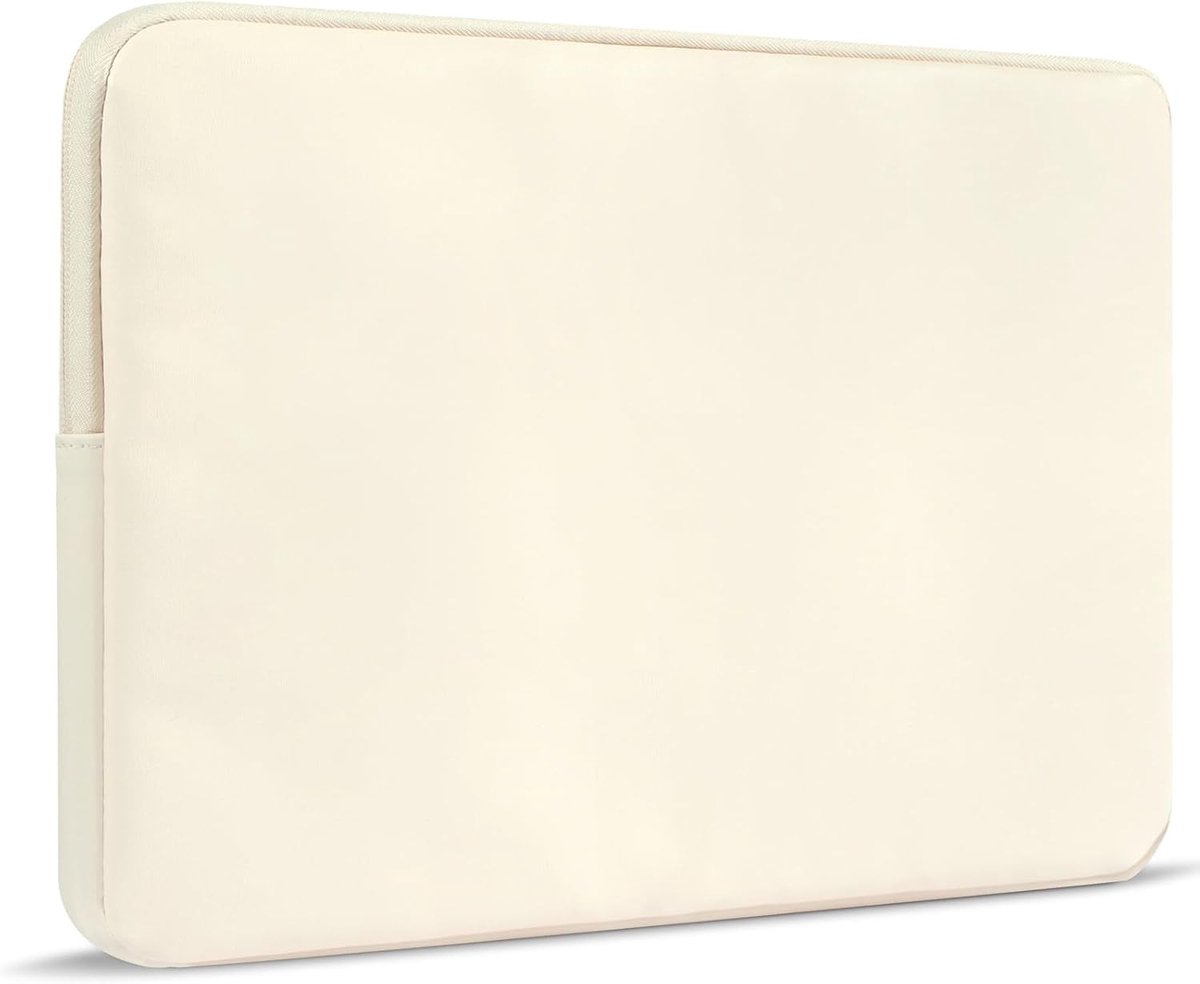 Draagbare 360° Beschermende Laptop Sleeve voor 13 Inch, Geschikt voor MacBook, Asus en Dell, Beige Kleur met Verborgen Rits en Stijlvol Design