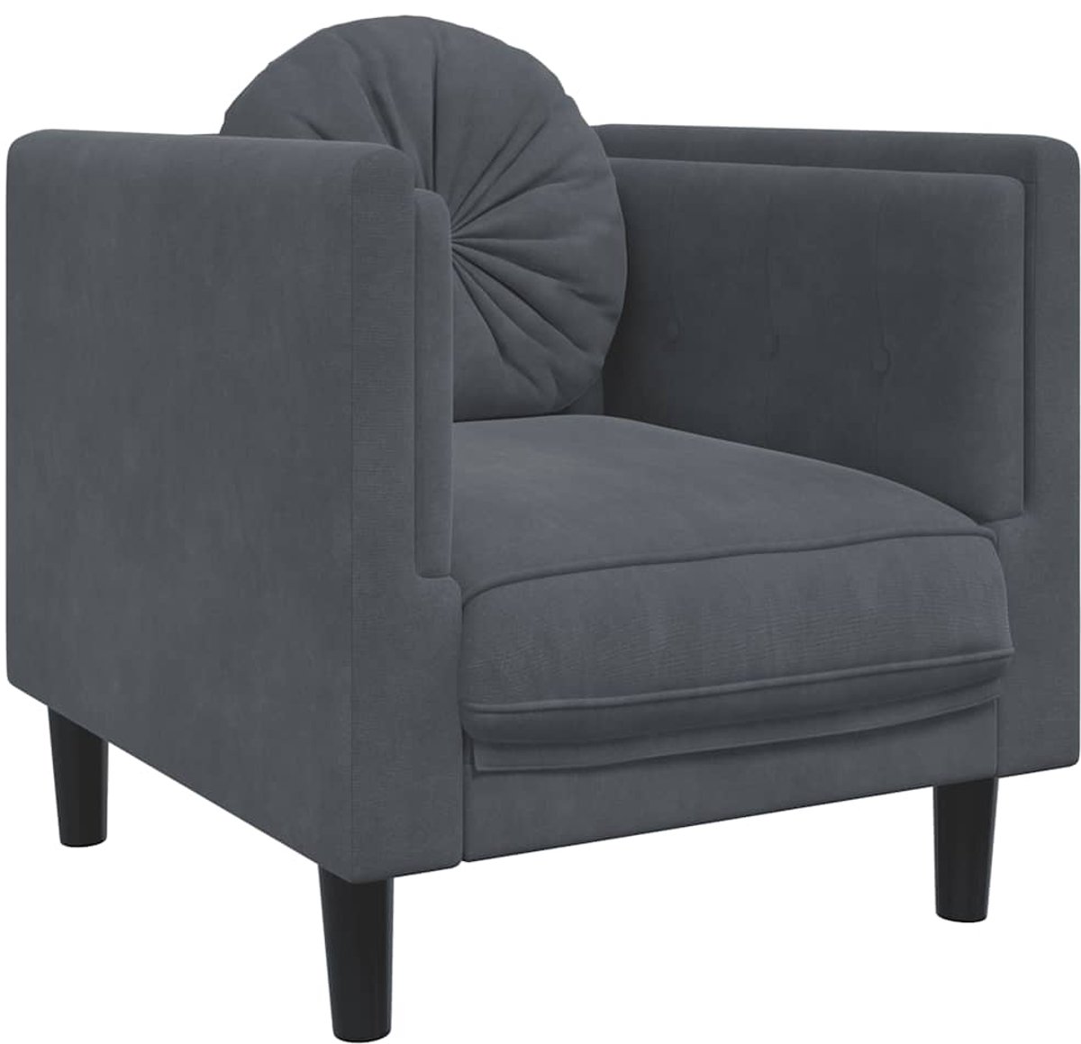vidaXL Fauteuil - met - kussens - fluweel - donkergrijs