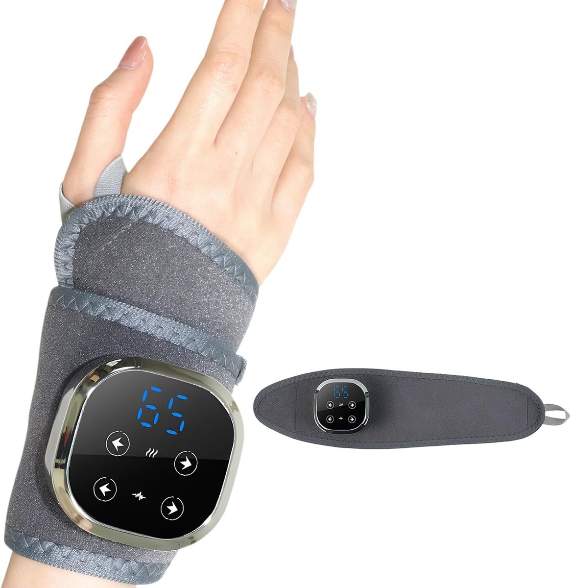 Handmassageapparaat voor carpaal tunnelsyndroom, handmassageapparaat voor artritis, 5 standen voor temperatuur- en intensiteitsregeling,grijs
