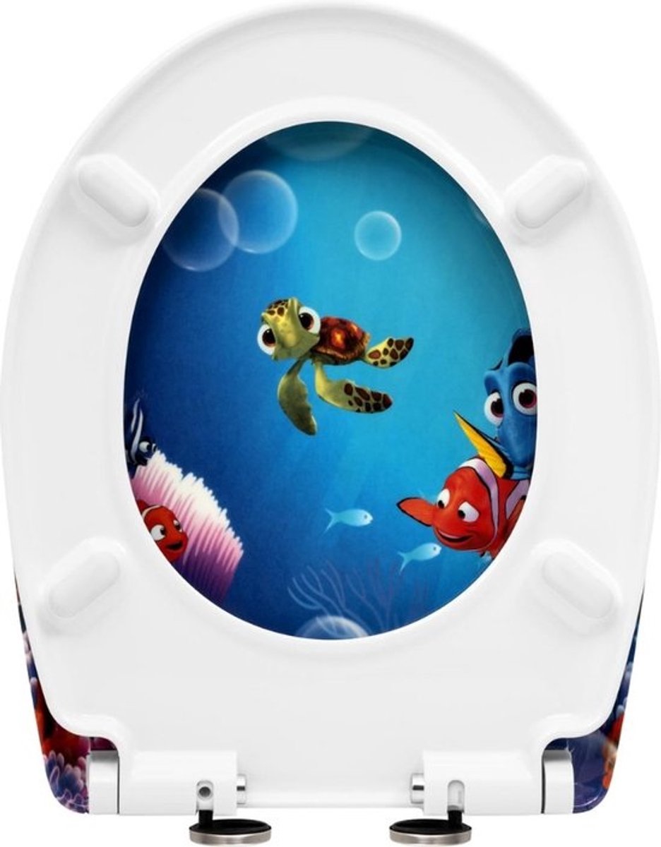 Toiletbril - Commodehoes - Toiletdeksel - Toiletbril - Badkameraccessoire - John Lid - Goudviscartoon - 19,3x15,6x2,8 inches