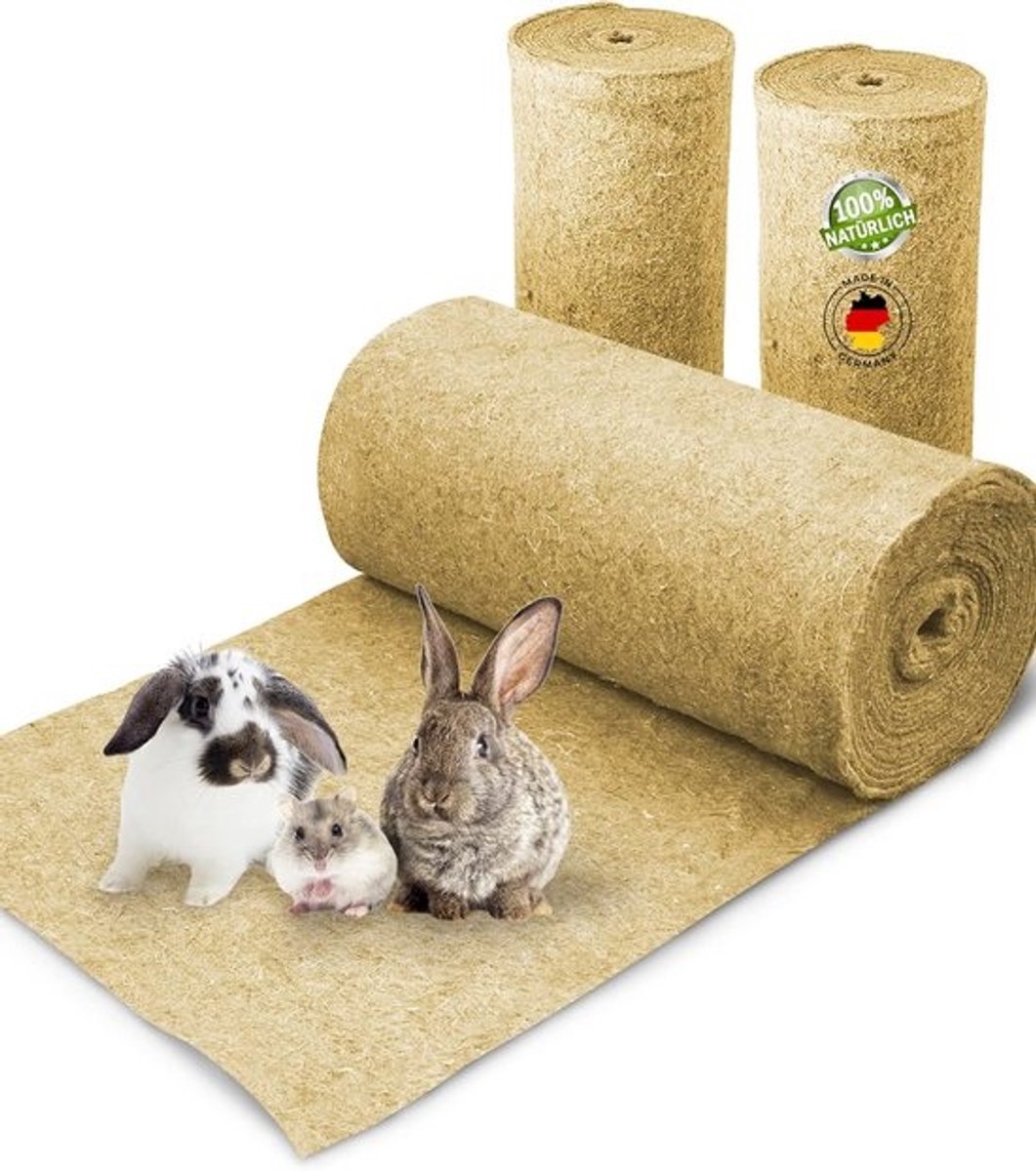 Knaagdierentapijt - Hennep - Hennepmat - Voor kleine dieren - Voor kooibodems - Bedekken - 100% natuurlijk materiaal - 10m x 80cm - Natuurlijk