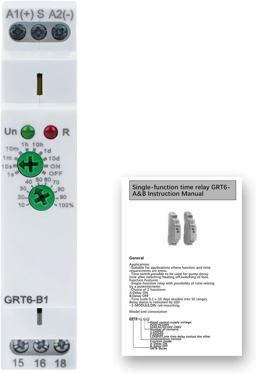 DEWIN Time Relay,Time Delay Relay, DIN Rail Type AC/DC24V-240V(GRT6-B1) - ShopVlot