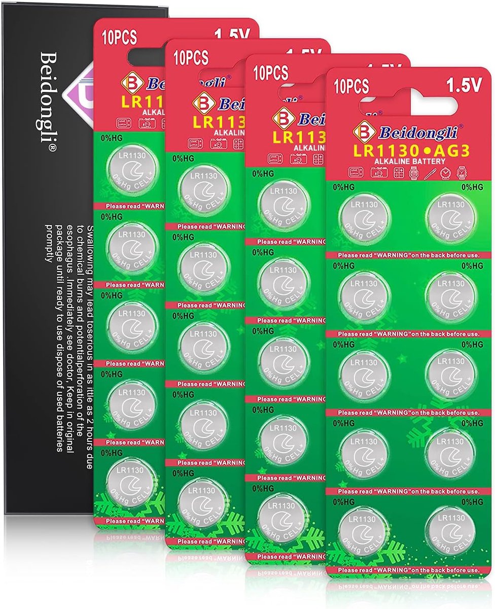 LR1130 AG10 battery 1.5 V alkaline button cells (40 batteries) 【3 years warranty】 - ShopVlot