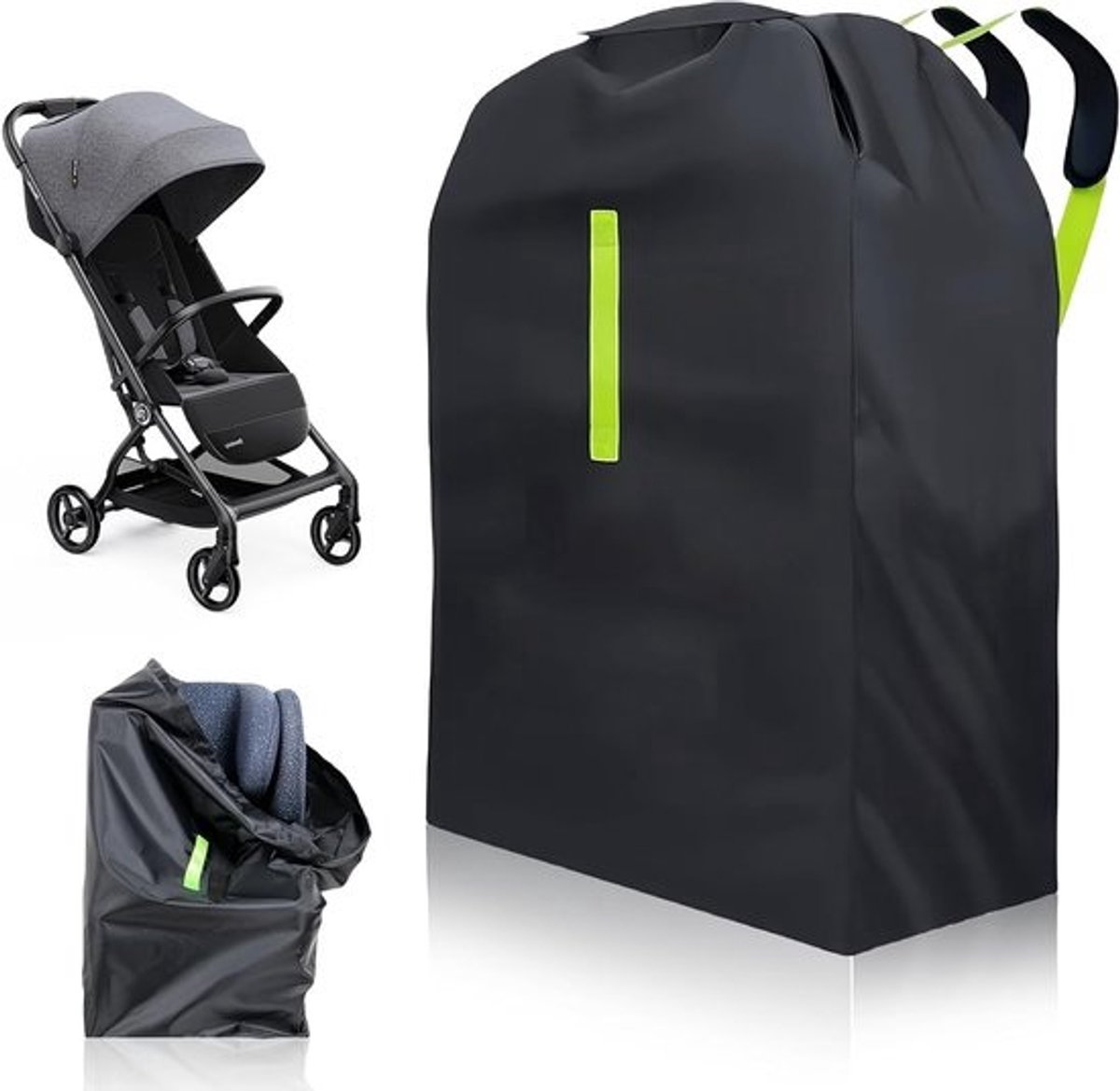 Duurzame en waterdichte buggy tas voor luchtvaart en autotransport, 120 x 63 x 43 cm, zwart, unisex, voor reizen en opslag