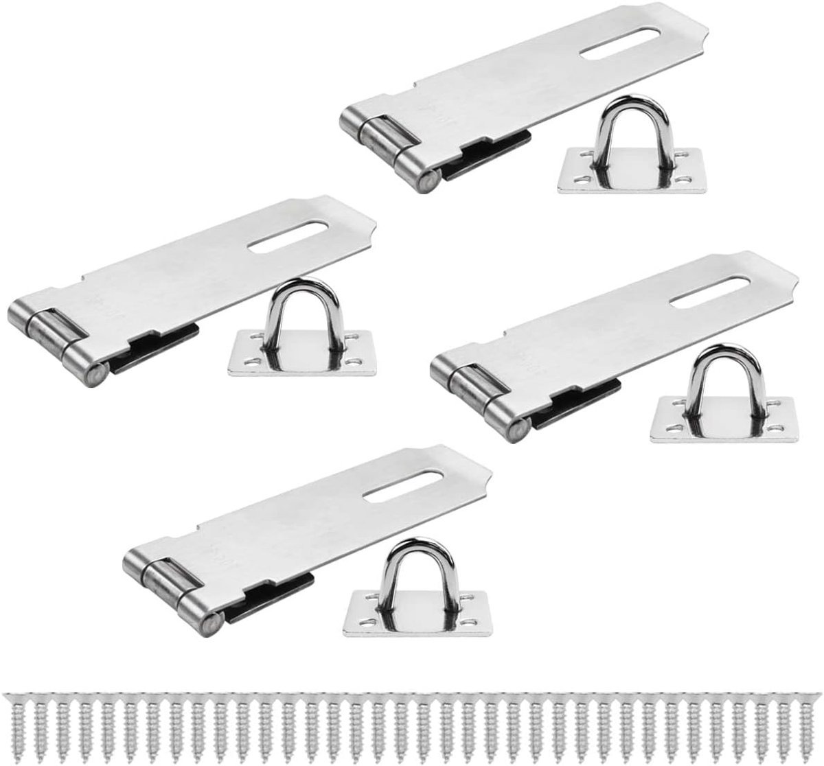 Bwintech 4 Piece Padlock Hasp Latch Locks 5 Inch (125mm) 304 Stainless Steel Door Lock Hasp Latch Hasp for Door Shed - ShopVlot