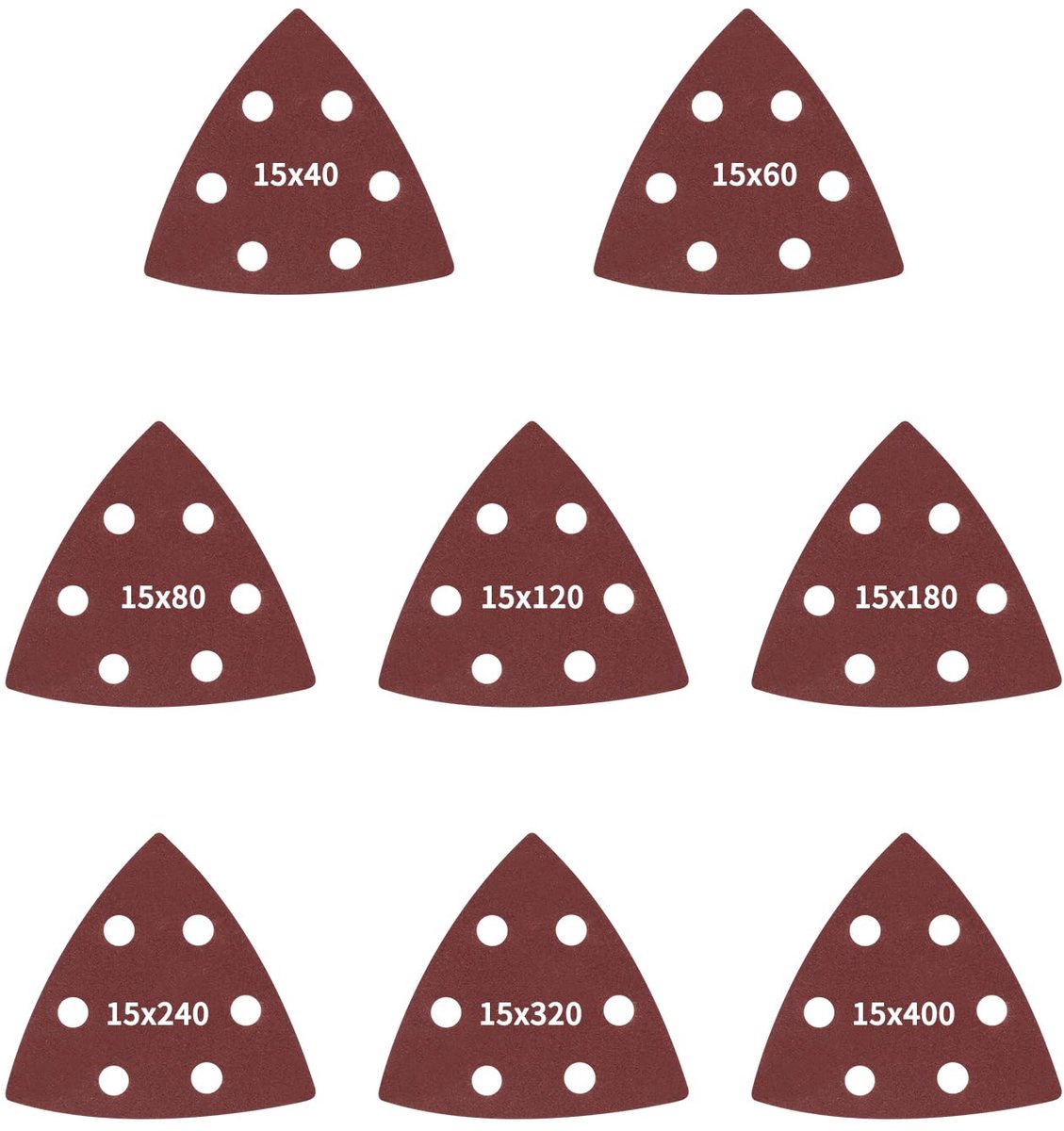 Bixury Triangular Sander,120 Pieces Triangular Sander Sanding Sheet 93 x 93 x 93mm Detail Sander Sander 6 Holes - ShopVlot