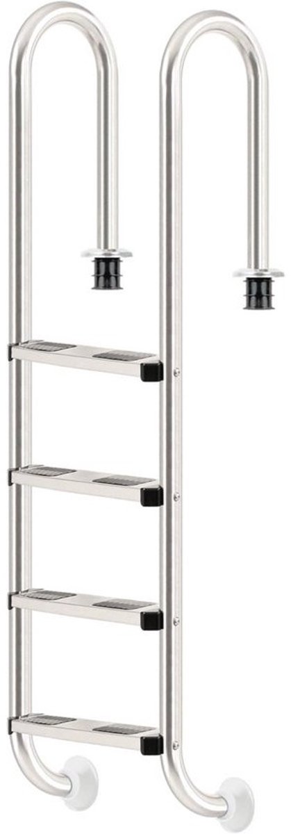 Zwemladder - Roestvrij staal - Met 4 treden | Antislip | Eenvoudige montage | 50,2 x 36,5 x 183 cm