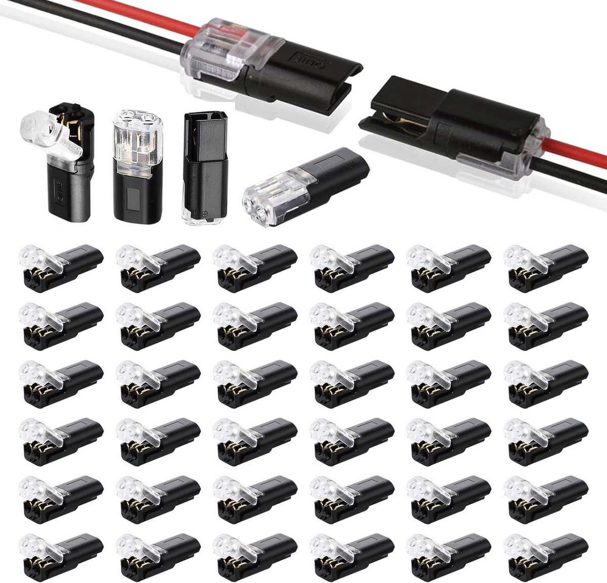 40pcs Connectors 2 Pole, 12V 2 Pole Cable Connectors Plug for 18-22 AWG Cable Crimp Car Plug Quick Cable Plug - ShopVlot