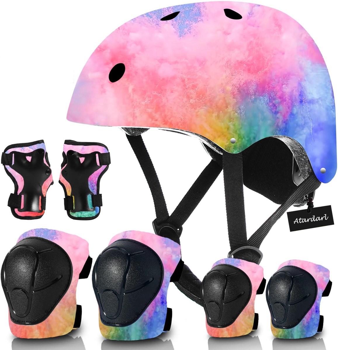 SnelShoppen - Verstelbare Kinderhelm met Kniebeschermers, Elleboogkussens en Polsbescherming - Fietshelm voor Kinderen 3-14 jaar - Ideaal voor Skaten,
