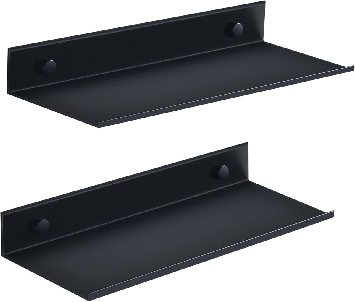 SnelShoppen - Badkamer Plank 2-Pack, Zwarte Doucherek Wandbevestigd Waterdicht, Metaal Kleine Zwevende Planken, Wandopslag voor Badkamer, Woonkamer, S