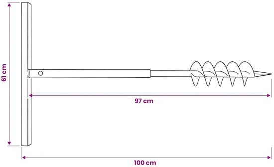 vidaXL - Grondboor - met - handvat - en - schroefkop - (dubbele - schroef) - 100 - mm - (zwart) van VidaXL — afbeelding 3