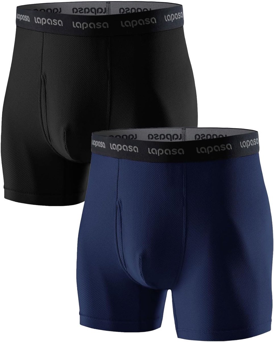 LAPASA men's sports underpants 2-pack with handle, quick-drying elastic, no wolf functional underwear M16 MEHRWEG, 3.3 - ShopVlot