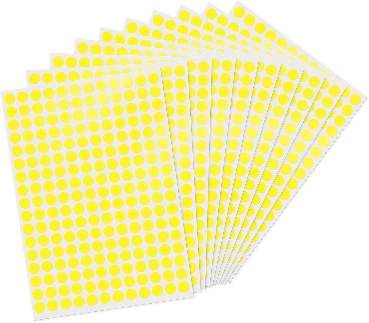 Stickers gele stippen 10 mm - ronde plakpunten - 2040 stuks - ideaal voor organisatie - ShopVlot