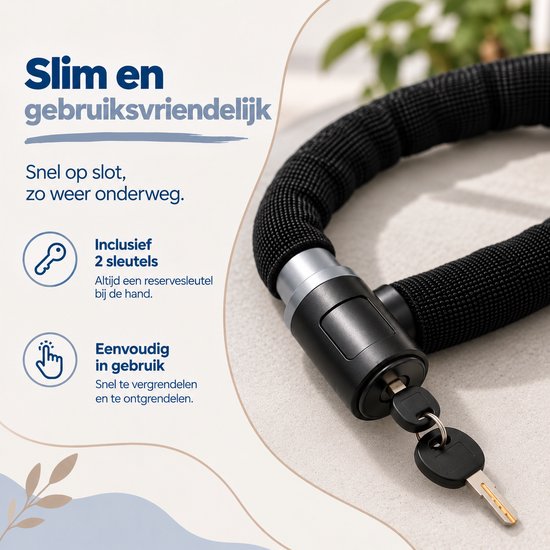 Morelia® Fietsslot (Zwart 120 CM) - Kettingslot - Scooterslot / Brommerslot — afbeelding 3