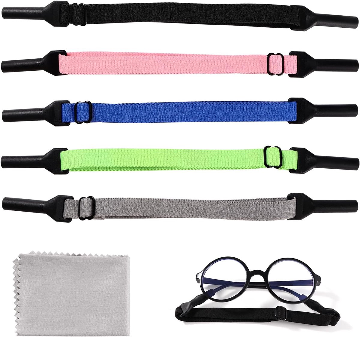 5Pcs Sports Glasses Strap, Adjustable Eyeglass Strap, No Tail Anti Slip Eyeglasses Straps, Sunglasses Strap Sports - ShopVlot