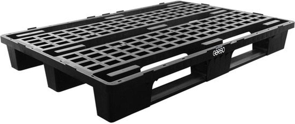 Kunststof pallet - Europallet van plastic - Voor industrieel transport - Hoge draaglast - 120 x 80 cm - Zwart