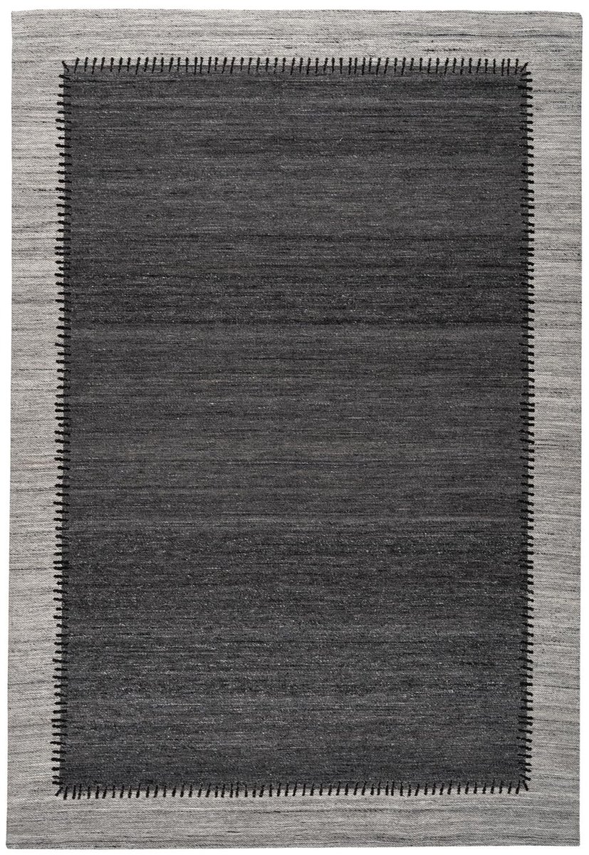 Dutch XXL Wollen Vloerkleed | Tapijt | Phoenix | Kader | Antraciet | 80x150 cm