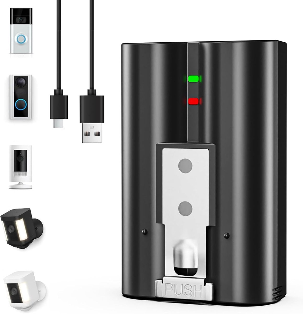 7200 mAh vervanging voor ring batterij 2026 verbeterde chip compatibel met Ring-Doorbell 2/3/4/3plus, Stick Up Cam (2e/3e generatie), Spotlight Cam oplaadbare batterij, 1 stuk