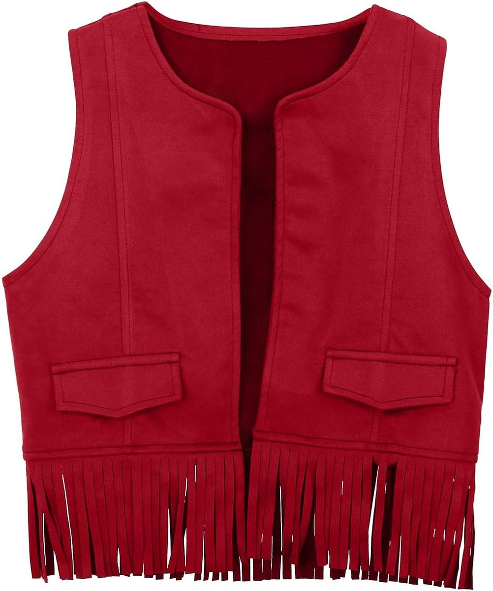Babyvest voor jongens en meisjes, westerse cowboyvest met franjes en pompons, feestkostuum