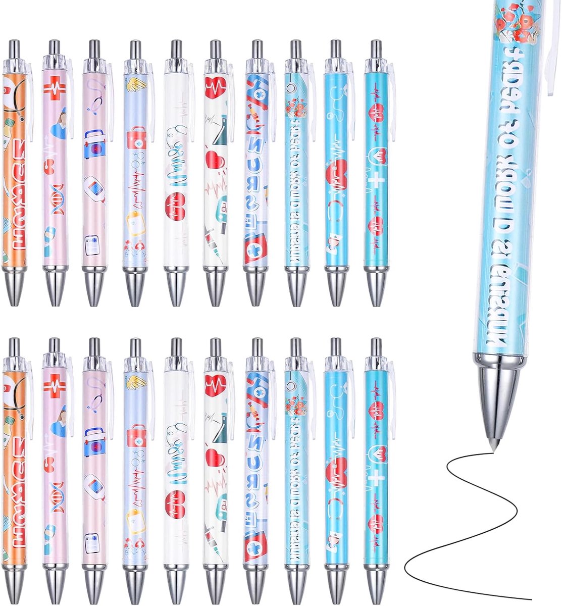 Balpennen voor verpleegsters, accessoires voor verpleegsters, grappige balpen, cadeau verzorger, kleurrijke pennen als verpleegkundige cadeau, nuttige accessoires voor werk