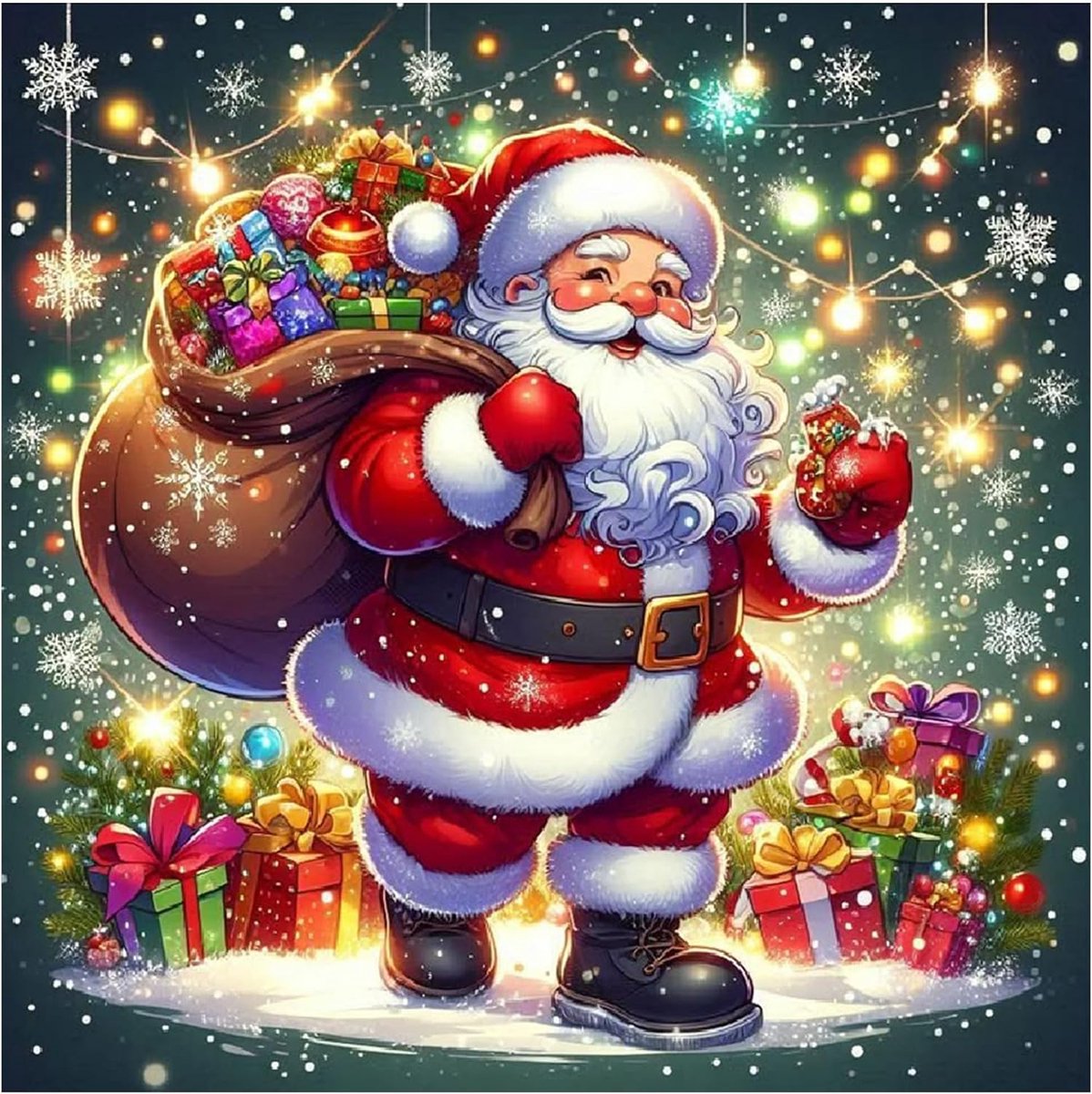 Kerst Kerstman Diamant Schilderij Art Kits voor Volwassenen, 5D DIY Gem Art Schilderij Kits, Volledige Boor Schilderen Strass Borduurwerk Foto's voor Beginners, Home Muur Decor 30x30 cm