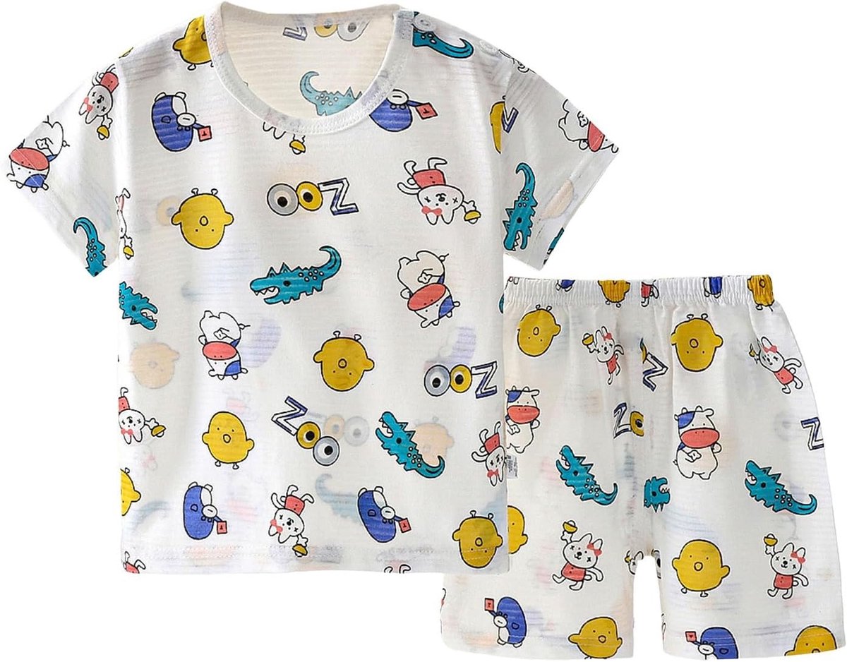 Kleding met korte mouwen voor kinderen, jongens en meisjes, cartoon-print, tops en shorts, outfits