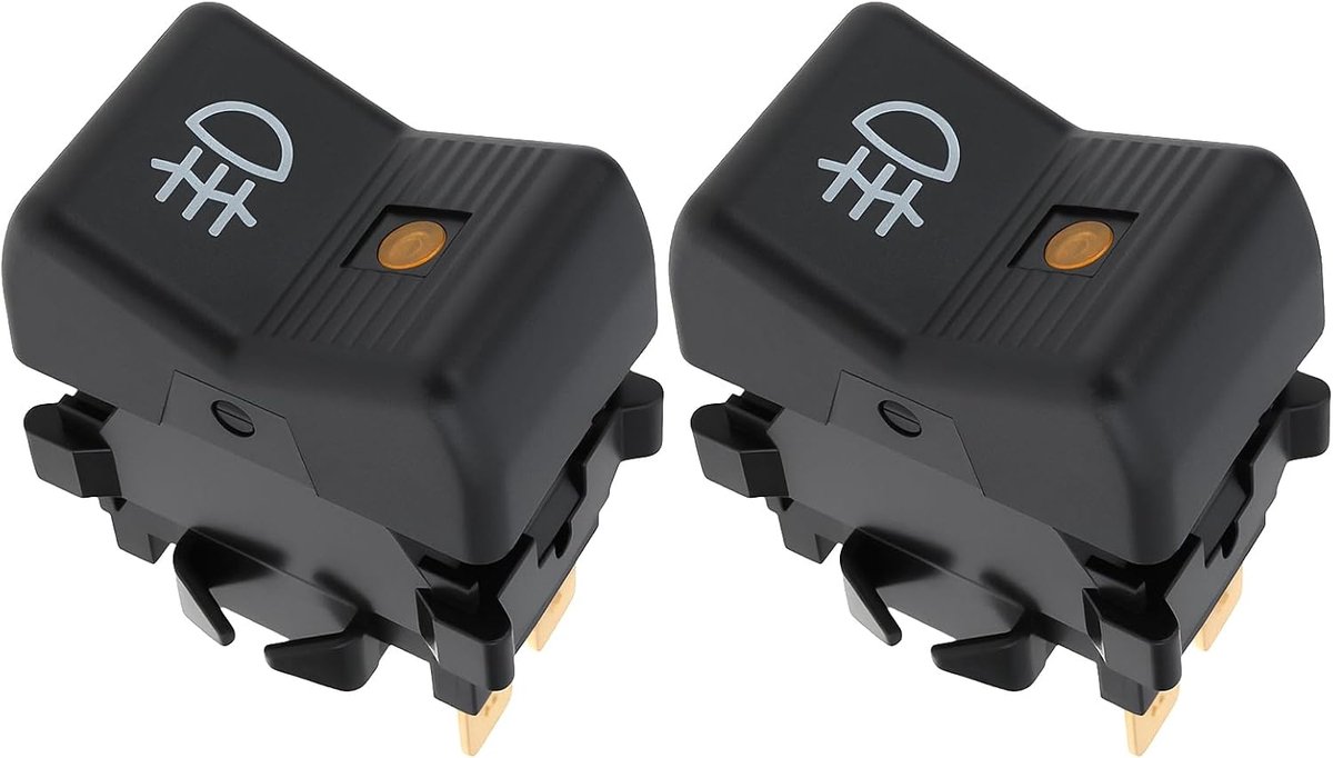 2x Mistlamp Achter Schakelaar 4 Pin 12V Oranje Indicator Latching Panel Mount Compatibel met Lada 2105-2107 Niva 2121