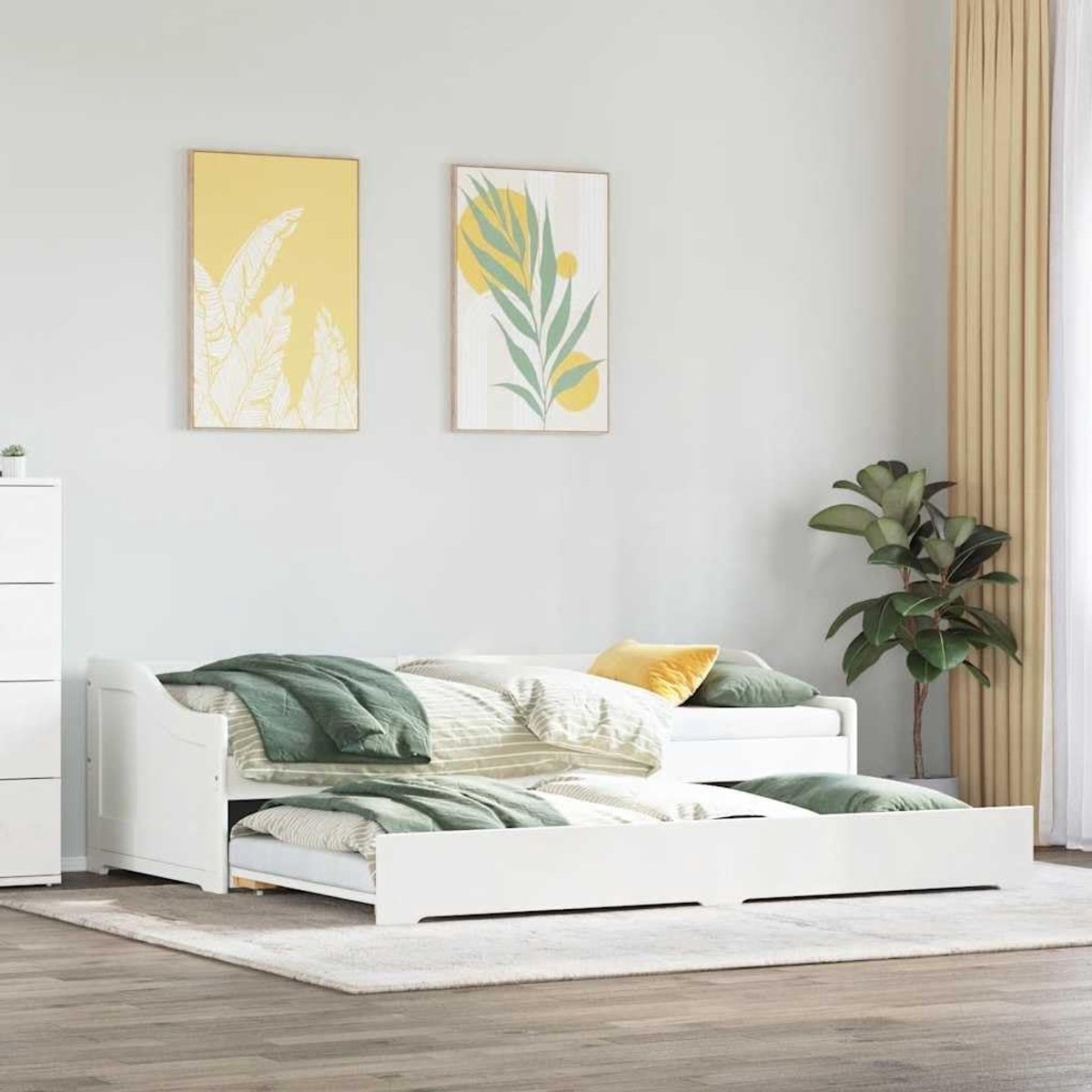 Grenenhouten dagbed met lattenbodem woonkamer IRUN 90x200 cm wit