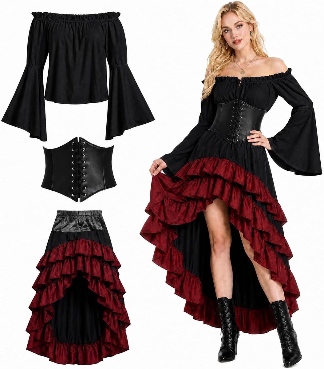 Piratenkostuum voor dames, middeleeuwse kleding voor dames