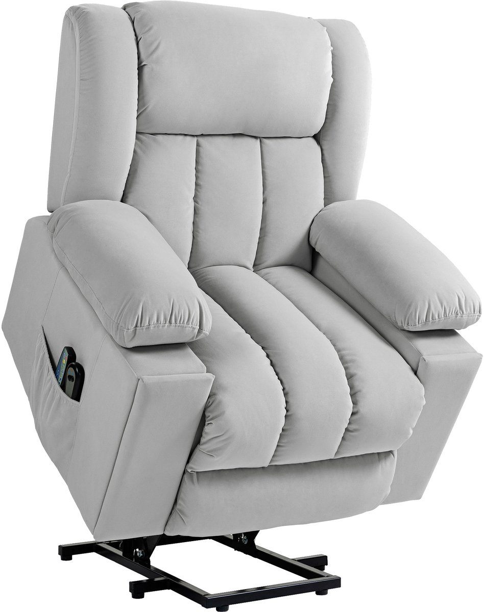Homona Elektrische sta-opfauteuil - Met massagefunctie, lendenverwarming en USB-poorten - 101 x 93 x 104 cm - Lichtgrijs