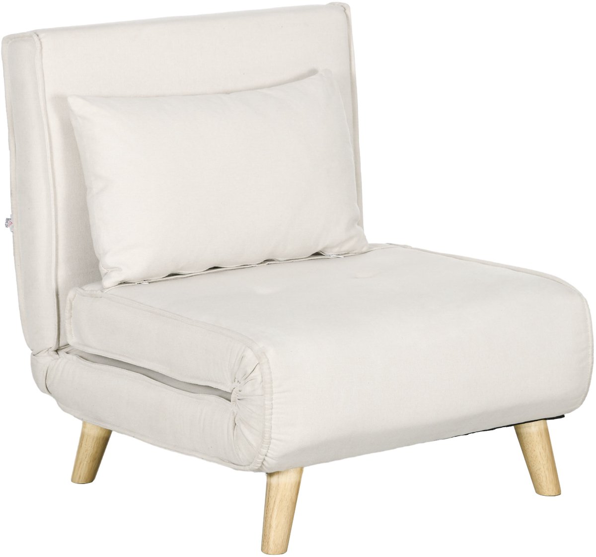 Homona Slaapfauteuil - Met 6-standig verstelbare rugleuning - Inclusief kussen - 72 x 78 x 79 cm - Crèmewit