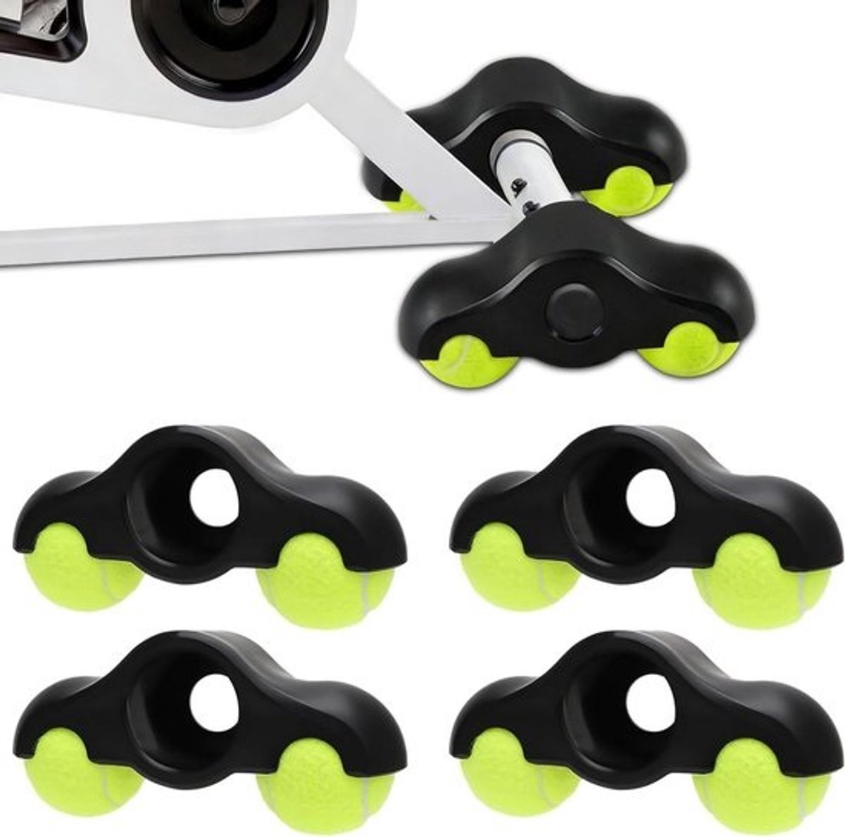 4 stuks Rocker Plate-voeten voor indoor cycling - draagbare wipplaten en tennisballen - accessoires voor rollentrainer en fietstrainer