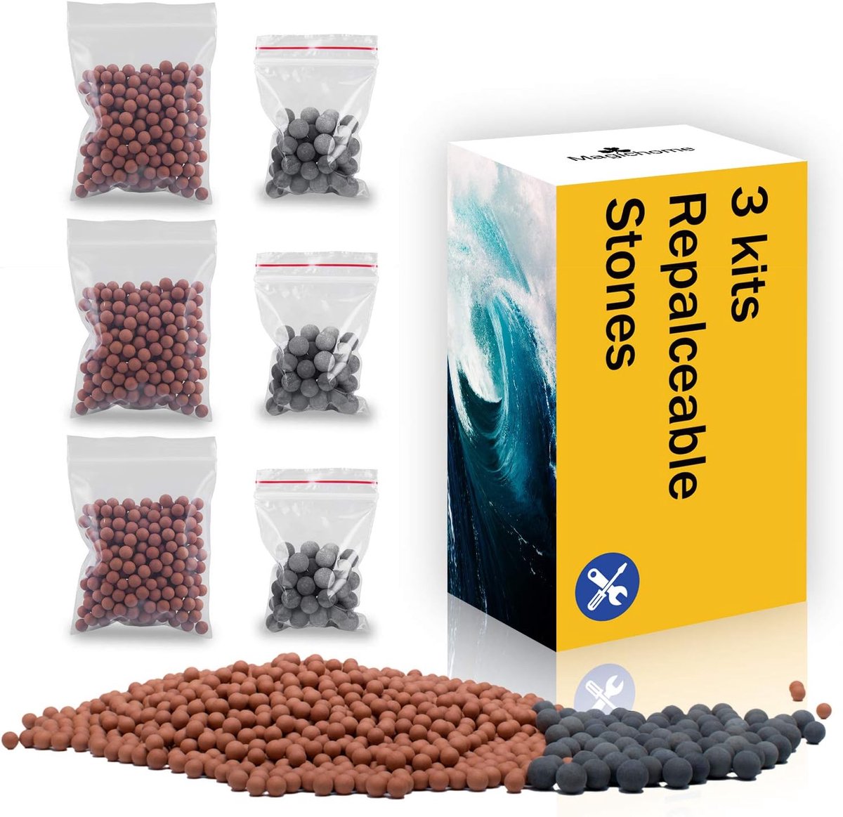 Douchekop met limefilter 6 stuks - ionenfilters - infraroodmineraalballen - perfect voor hard water - ShopVlot