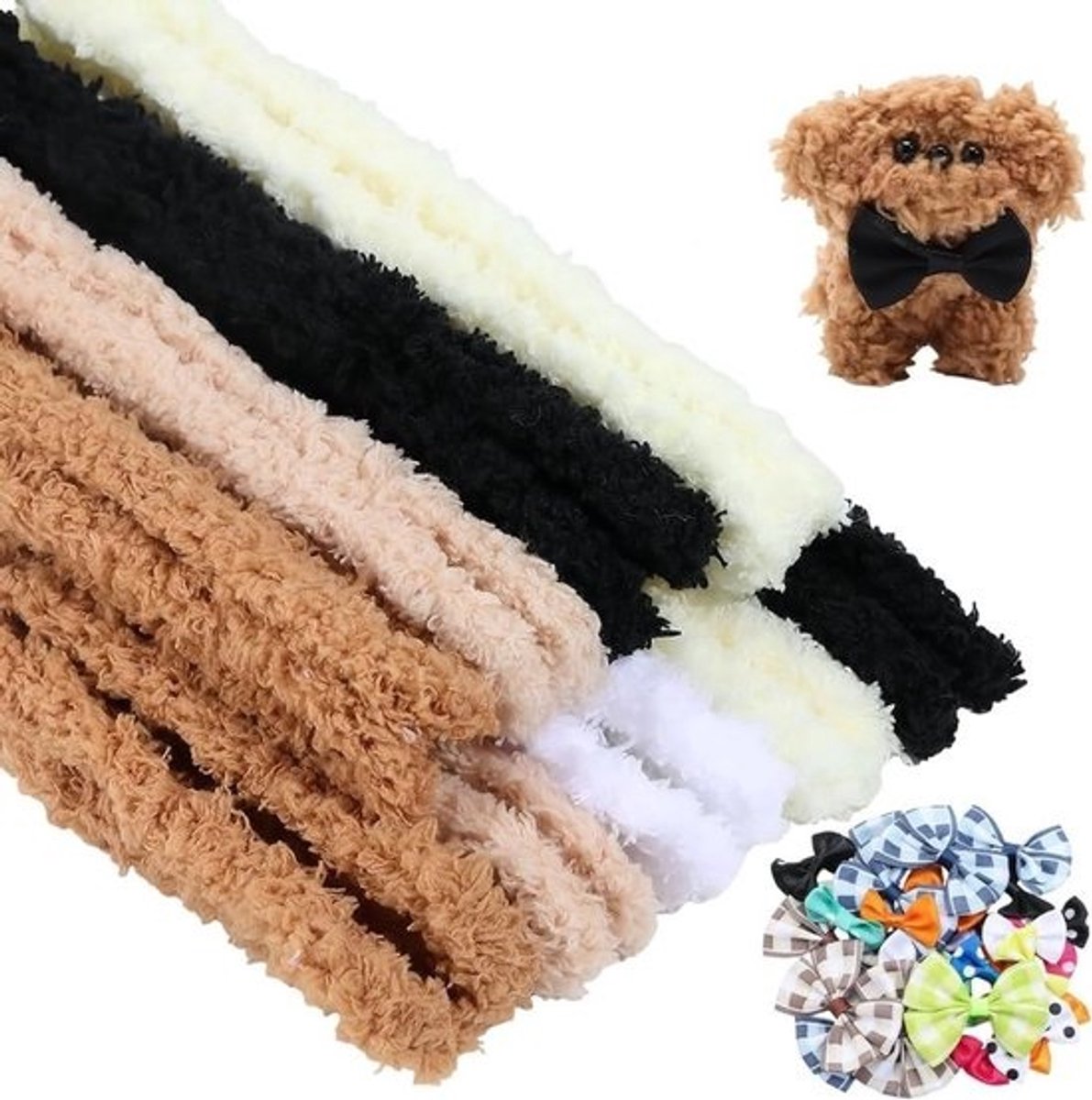 10 stuks dikke pijpenragers - 95 cm, pluche vezels, 30 bogen voor DIY-dieren en poppen