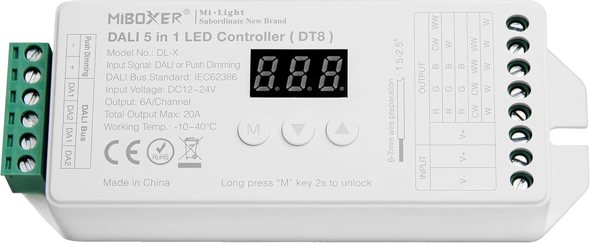 LED Strip Controller DALI 5 in 1 - PWM Dimming Output - 12-24V Compatibel - Geschikt voor Diverse LED Strips - ShopVlot