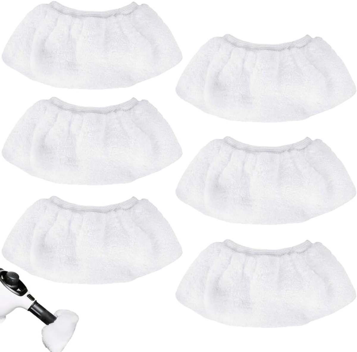 6 stuks dweilen, hoogwaardige microvezelreinigingsdoeken, geschikt voor Kärcher stoomreiniger SV7, witte kleur, 19 cm - ShopVlot