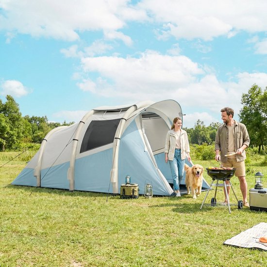 Celestul Opblaasbare Kampeertent 2-3 Personen - 2 Kamers - Met Pomp - 480 x 280 x 195 cm - 3000 mm Waterdicht - Lichtblauw — afbeelding 3