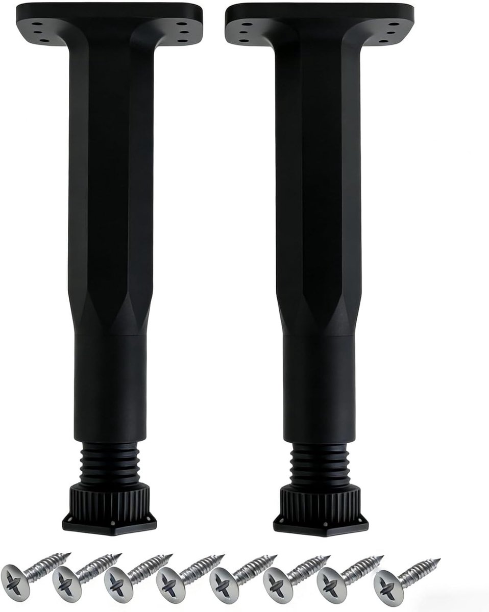 2 pieces support legs for bed frames, furniture legs, adjustable, black, 21-38 cm, furniture leg, height adjustable - ShopVlot