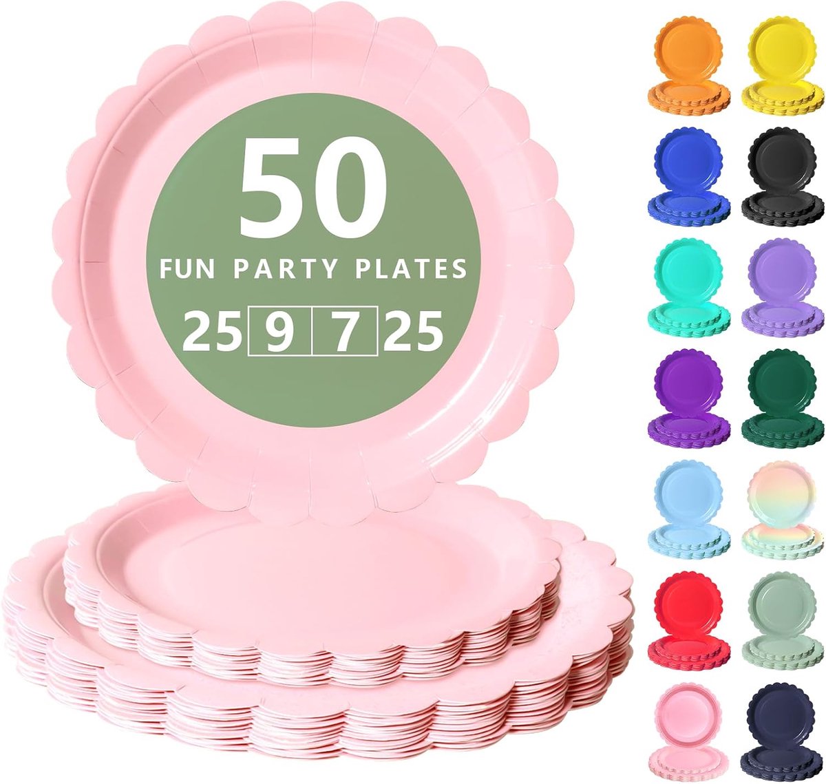 Morandiroze Papieren Borden Set - 50 Delig Feestservies - 25 Dienborden 23cm + 25 Dessertborden 18cm - Voor Verjaardagen, Feesten & Gezelligheid