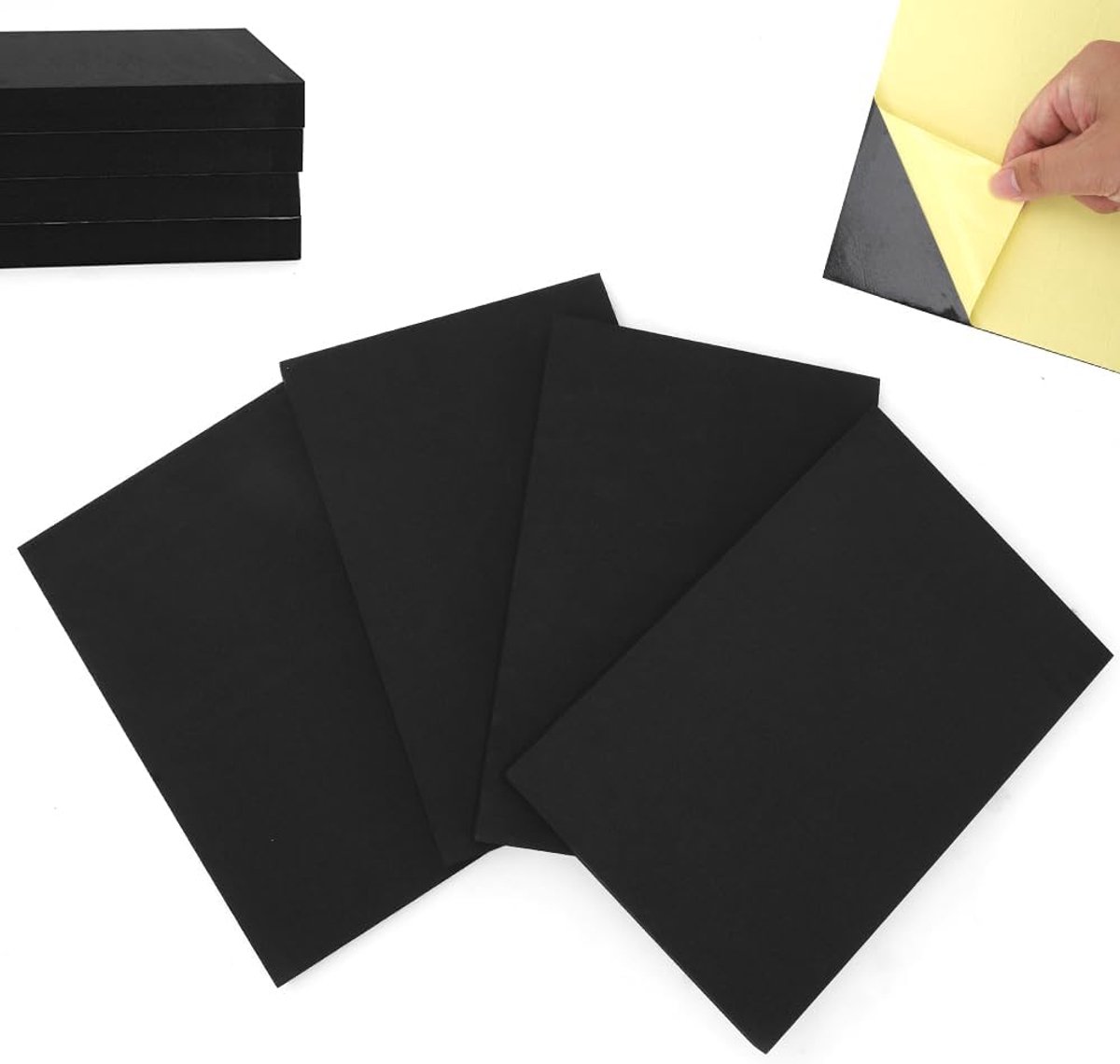 Zelfklevende schuimplaat Eva schuim, 4 stuks schuimrubber bekleding met kleefrug, doe-het-zelf antislip schuimplaten voor meubels, decoratie, knutselwerk, 300 x 200 x 20 mm