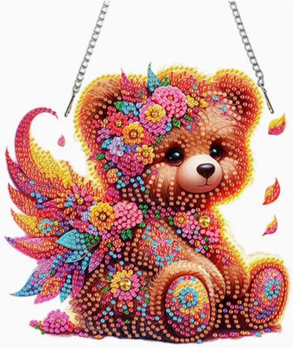 Runyuanshuo Diamond Painting, diamond painting accessoires, beer, raam, 20 cm, doe-het-zelf, volwassenen, decoratie om op te hangen, met ketting