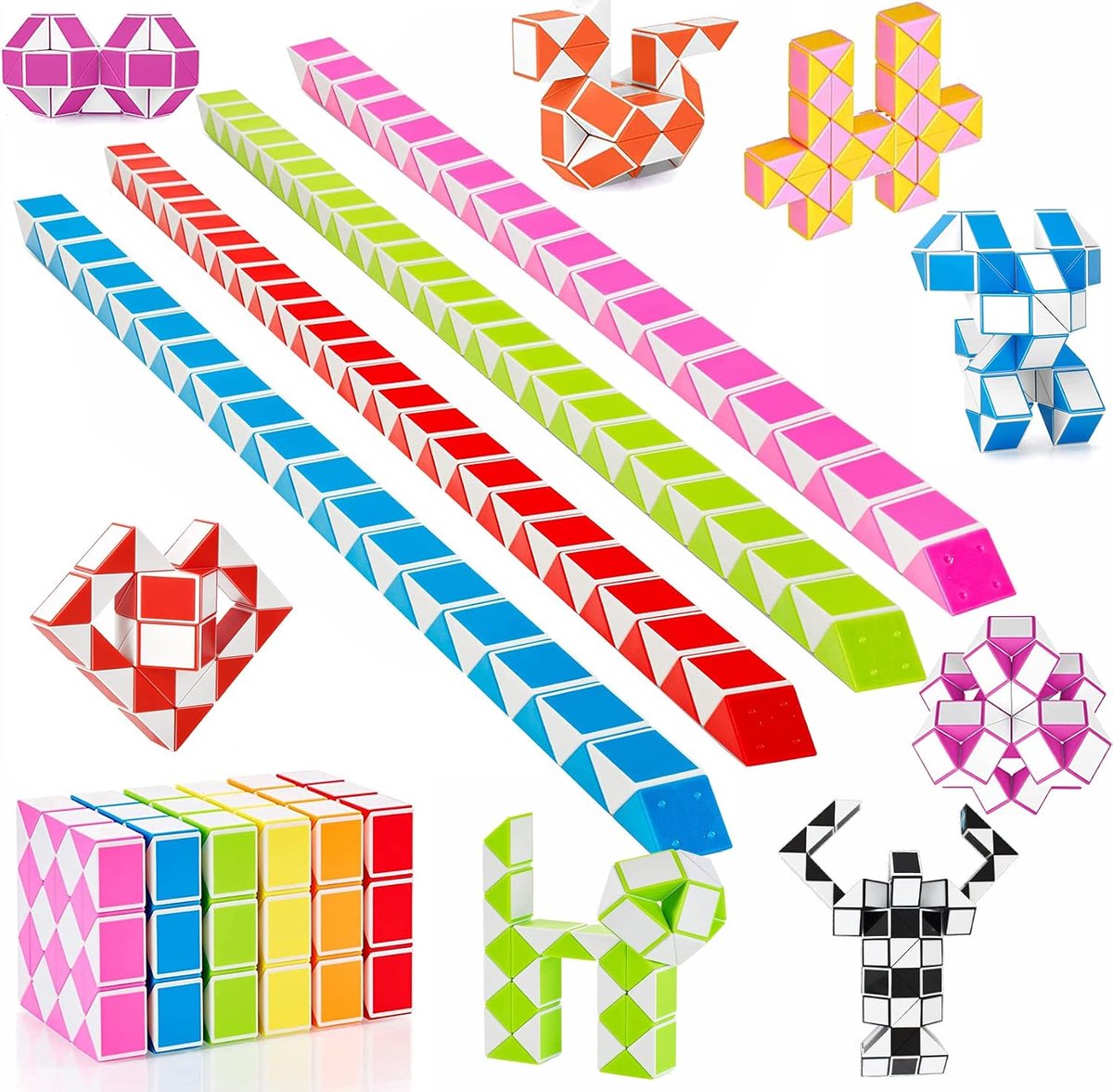 Slangen, kinderverjaardag, 12-delig, 48 blokken, magische slangen, kinderspeelgoed, magische slangenset, give aways, kinderverjaardag, gastgeschenken, speelgoed voor kinderen, jongens en