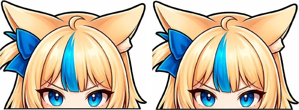 Saba Staring Peeker stickers, anime, Vtuber Style, weerbestendig, voor auto, laptop, motorfiets, set van 2, 12 x 9 cm