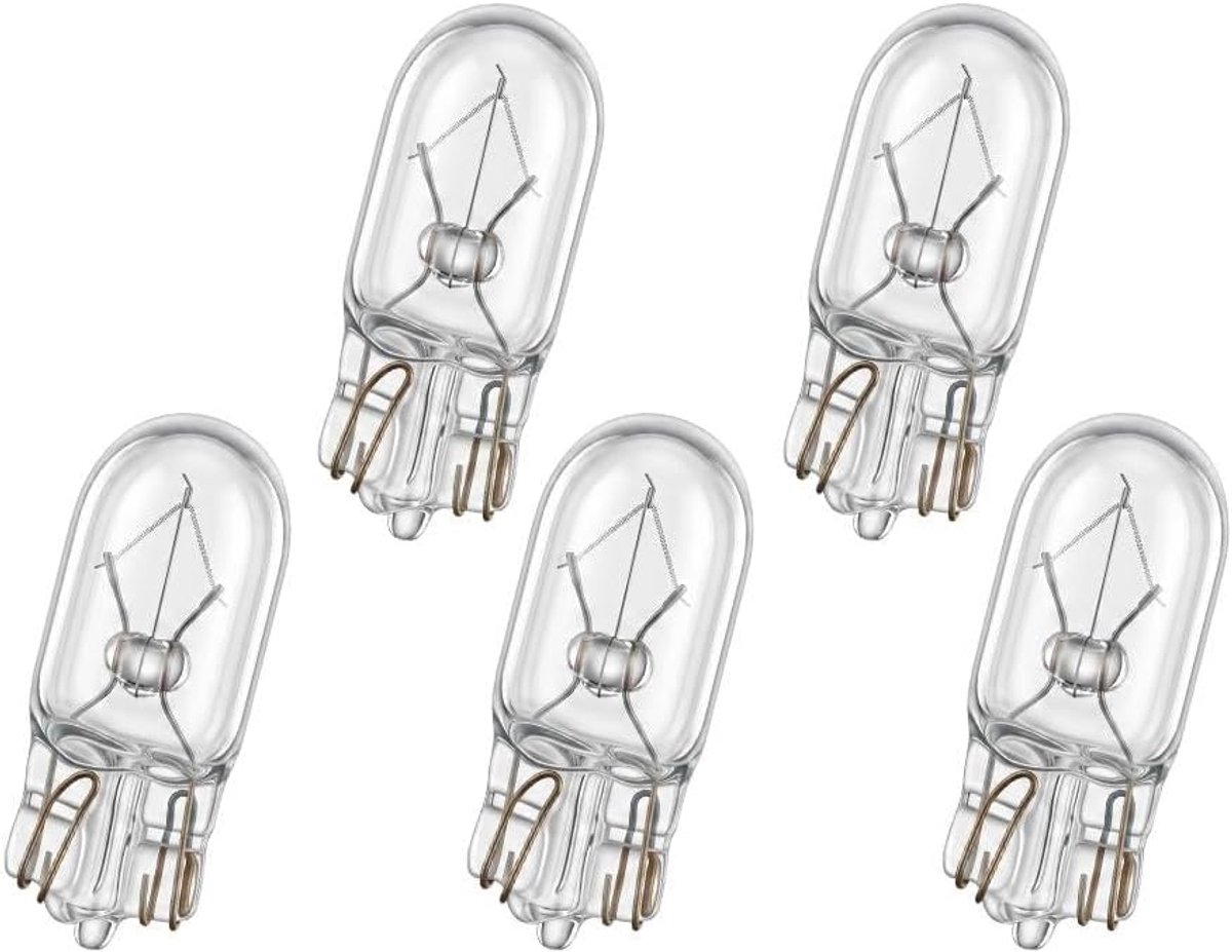 Lamp 5 stuks T10 halogeenlamp W5W 12V 5W 4300K glazen sokkellamp voor binnenverlichting, parkeerlicht, kentekenplaatverlichting, deurverlichting, kofferbakverlichting, leeslamp