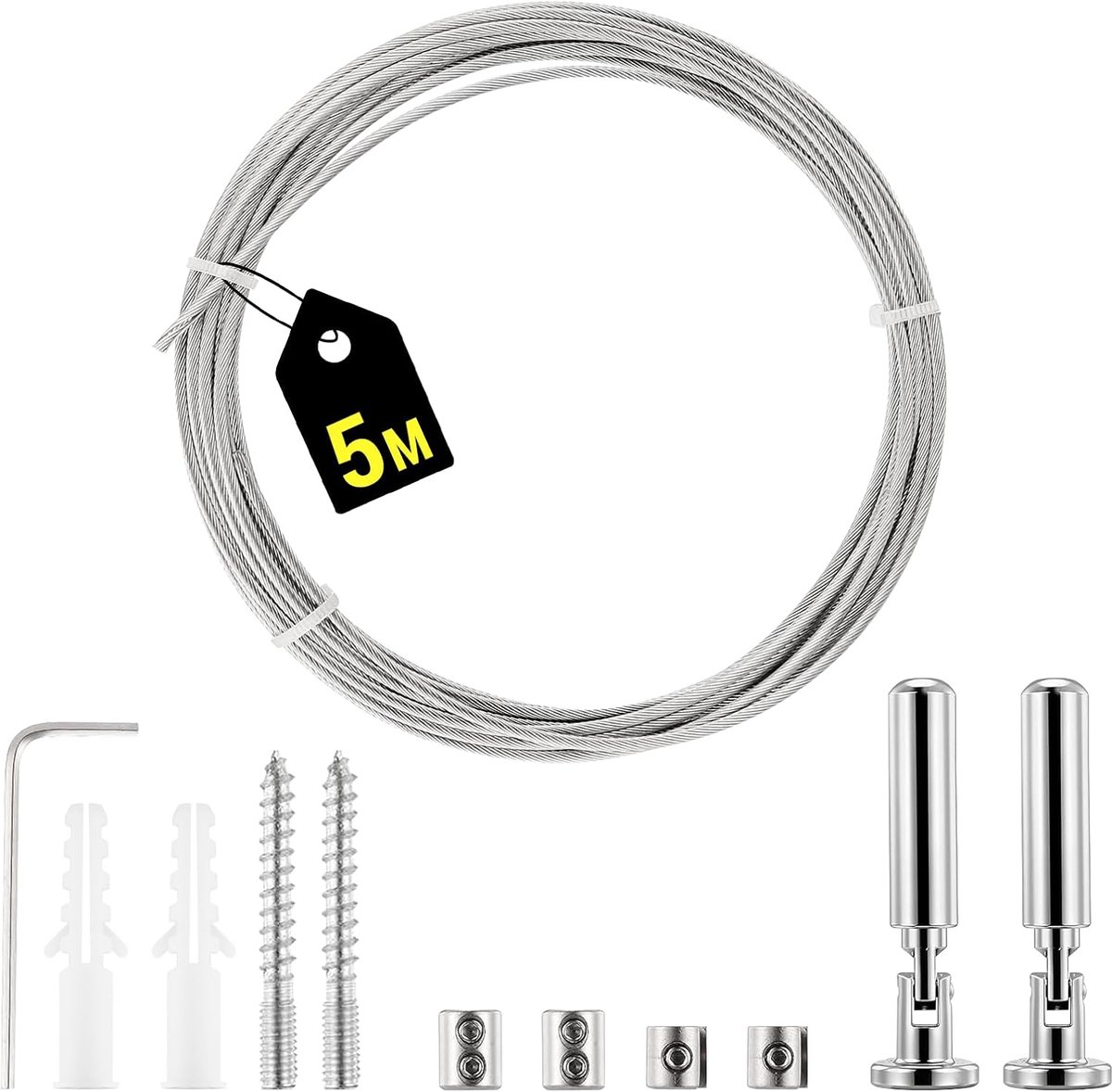 5m Stainless Steel Curtain Wire, Stainless Steel Curtain Wire, Cable Tension Set, Clothes Line Tension System, Shower - ShopVlot