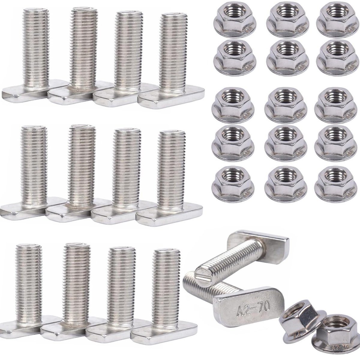 15 Pieces M8 X 20 Stainless Steel A2-70 with Flange Nuts, Stainless Steel Hammer Head Screws M8 Greenhouse Screws M8 - ShopVlot