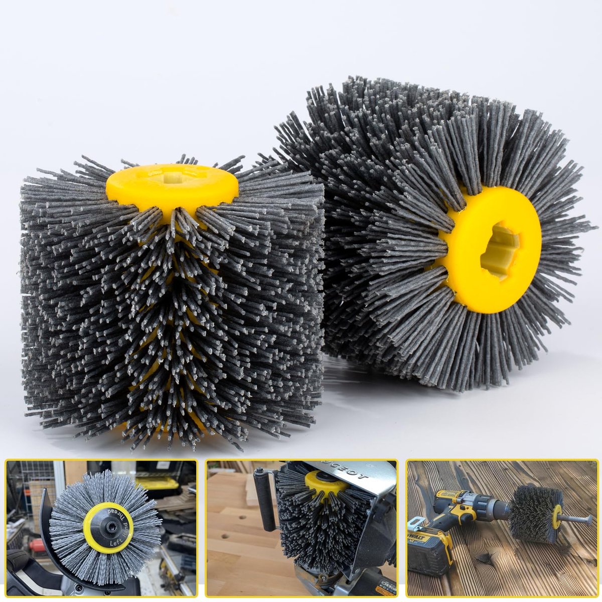 Grinding Nylon Wire Puller Drum Brushes, 120 Grit, 120 x 100 mm, Polishing Tools, Brush for Wooden Furniture and Floor - ShopVlot