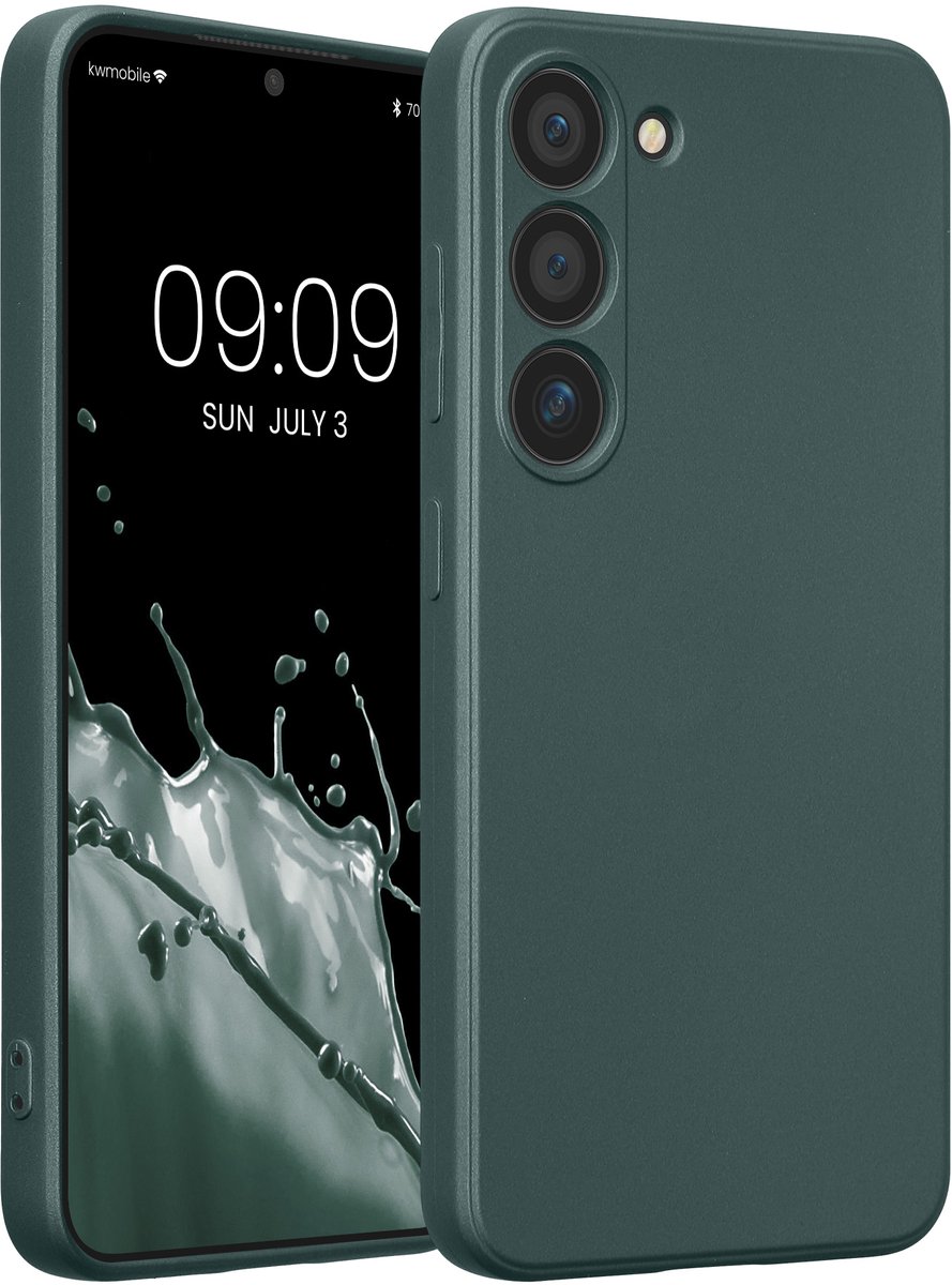 kwmobile metallic telefoonhoesje van TPU - geschikt voor Samsung Galaxy S23 - Flexible case voor smartphone - In metallic petrol