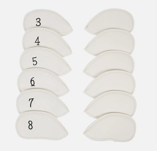 Golf Club Covers IJzers - Golfclub Covers - 12 stuks - Wit - Leer - Golf Accessoires - Golf Headcovers - Golf Spullen van GOLF — afbeelding 3