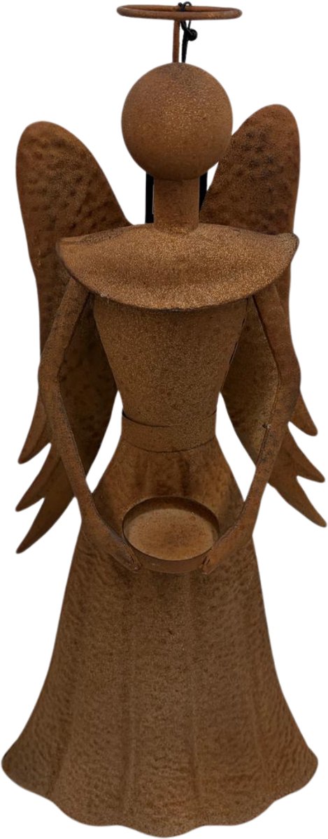 Countryfield Engel Theelichthouder IJzer Roest - 60 x 27 cm Bruin